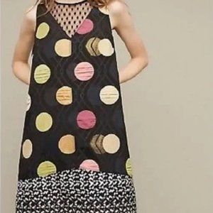 MAEVE Tilde Shift Jacquard Dress Dots Mod Pop Art. Large. LG Anthropologie
